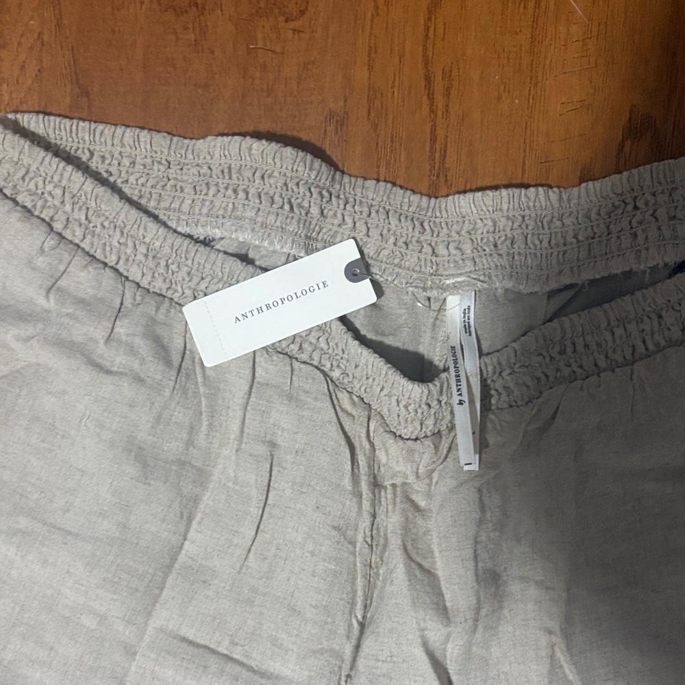 Anthropologie Taupe Linen Trousers